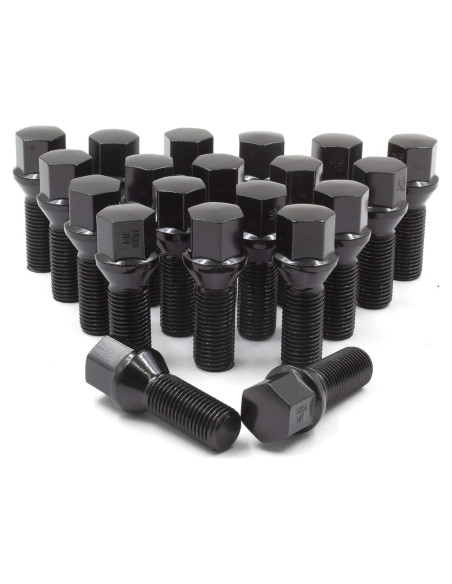 Tuercas de Rueda M12 x 1.5 20 Pcs Acorn Negro 17mm Hex