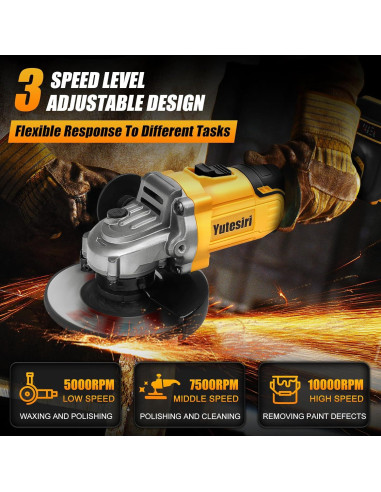 Amoladora Angular Inalámbrica Yutesiri 20V 11000RPM 3 Cuchillas