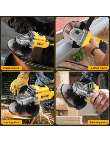 Amoladora Angular Inalámbrica Yutesiri 20V 11000RPM 3 Cuchillas