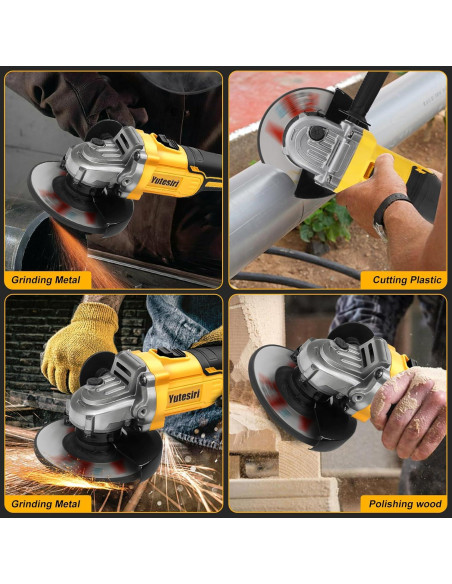 Amoladora Angular Inalámbrica Yutesiri 20V 11000RPM 3 Cuchillas
