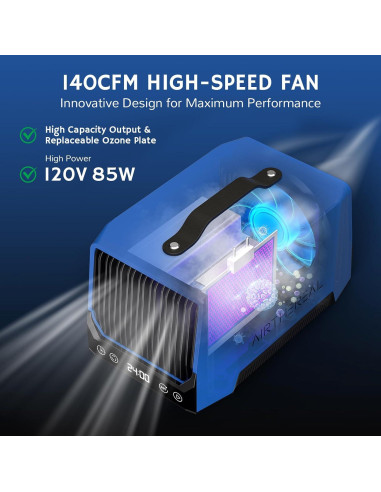 Generador de Ozono Airthereal DA25, 60,000mg/h, Portátil, Azul