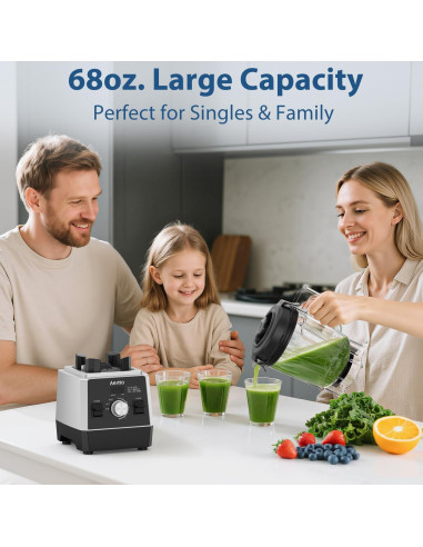 Licuadora Aeitto 1800W 68Oz (2L) Negra con 10 Programas