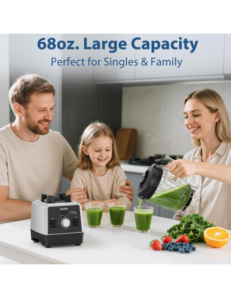 Licuadora Aeitto 1800W 68Oz (2L) Negra con 10 Programas