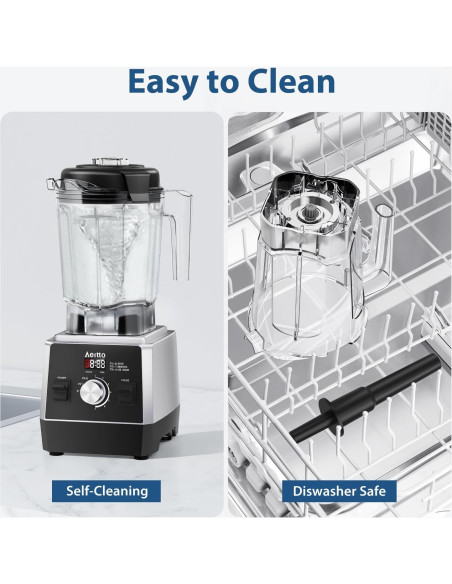 Licuadora Aeitto 1800W 68Oz (2L) Negra con 10 Programas