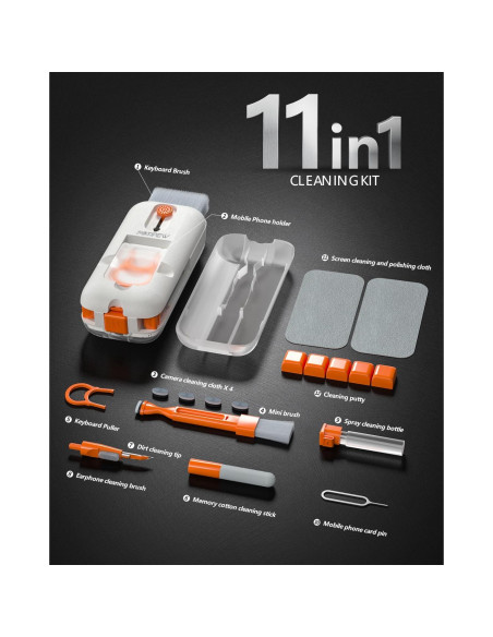 Kit de Limpieza 12 en 1 FOTIPEW para Electrónica Naranja