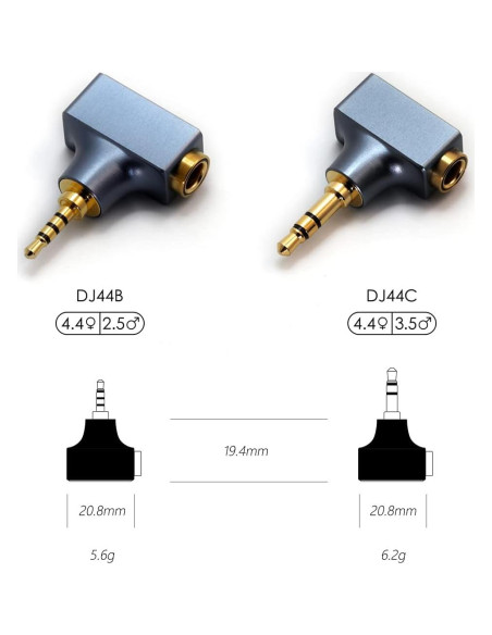 Adaptador de Audio Balanceado DD DJ44B 4.4mm a 2.5mm