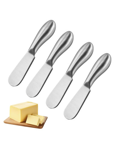 Juego de 4 cuchillos de acero inoxidable Linwnil para untar