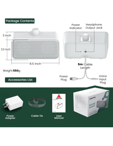 Altavoces Con Cable ANSTEN para TV 5M, Sonido Claro y Fácil Uso