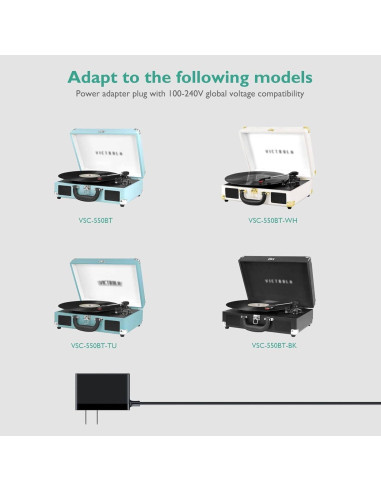 Cargador de Alimentación Lnauy para Reproductor Victrola VSC-550BT