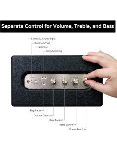 Altavoz Bluetooth Majohun 100W Inalámbrico de Madera Negro 2