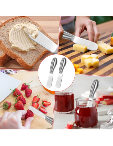 Juego de 4 cuchillos de acero inoxidable Linwnil para untar