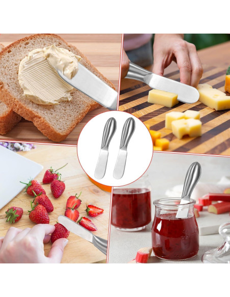 Juego de 4 cuchillos de acero inoxidable Linwnil para untar