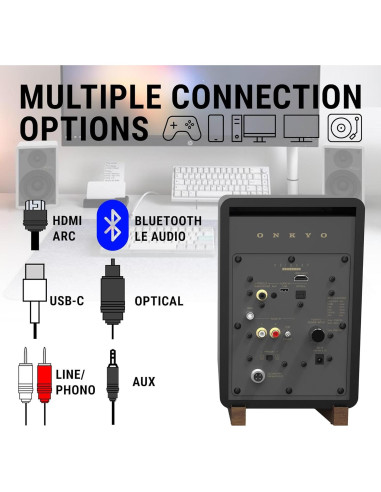 Monitores Activos Onkyo Creator GX-10DB, 3" Blanco, Bluetooth 5.3