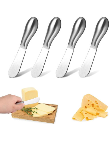 Juego de 4 cuchillos de acero inoxidable Linwnil para untar