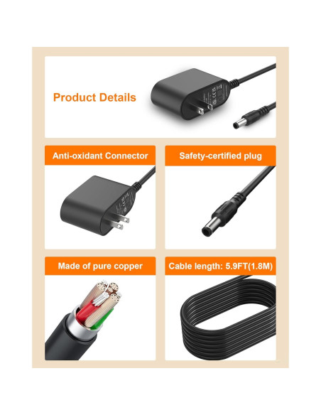 Cargador VHBW 9V para Reproductor Crosley CR8005A CR8005C