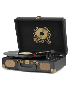 Reproductor de Vinilo Bluetooth Mersoco M415 Negro 3 Velocidades