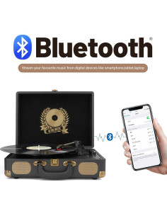 Reproductor de Vinilo Bluetooth Mersoco M415 Negro 3 Velocidades 2