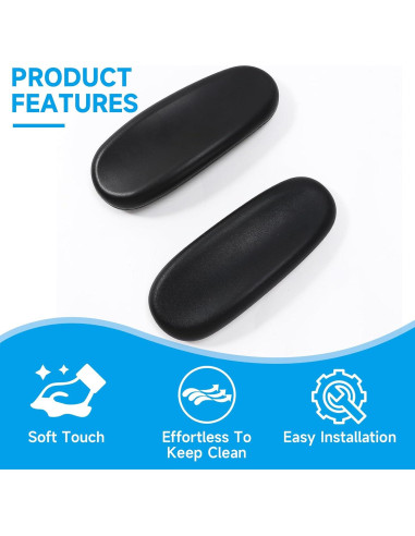 Reposabrazos de Silla de Oficina WPJFMXZ - Juego de 2 Negro