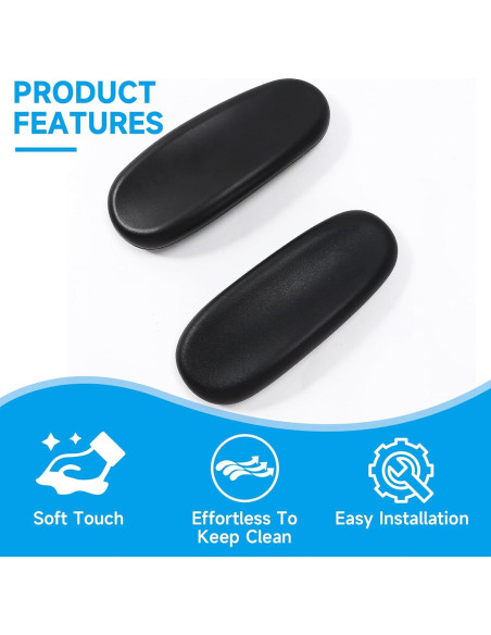 Reposabrazos de Silla de Oficina WPJFMXZ - Juego de 2 Negro