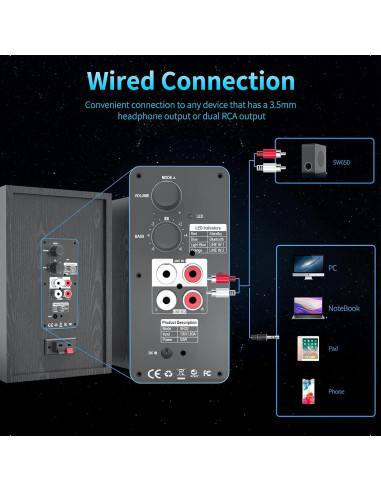 Altavoces de Estantería Bluetooth BESTISAN SR02 4" 50W