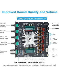 Amplificador de Potencia Bluetooth 5.1 ZK-AS21 2.1 Canales 220W+350W 2