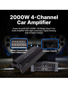 Amplificador Power Acoustik RZ4-2000D 2000W Clase D 4 Canales 2