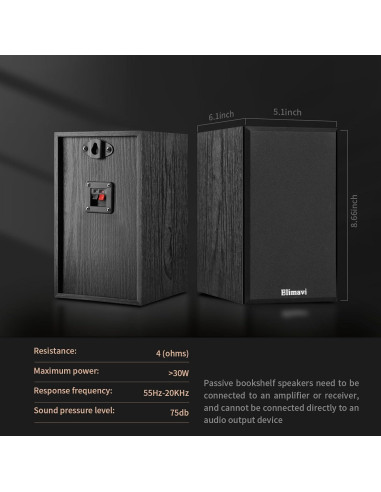 Altavoces Pasivos de Estantería Elimavi BT-10 30W Negro