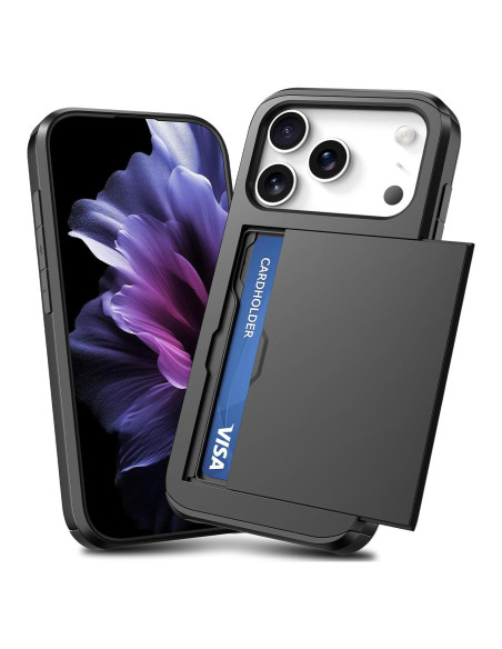 Funda de Cartera TOPAUX para iPhone 17 Pro Negra con Compartimento