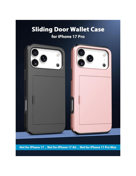 Funda de Cartera TOPAUX para iPhone 17 Pro Negra con Compartimento
