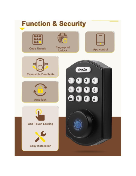 Cerradura de Puerta Biométrica Tinewa DLE601 con Manijas