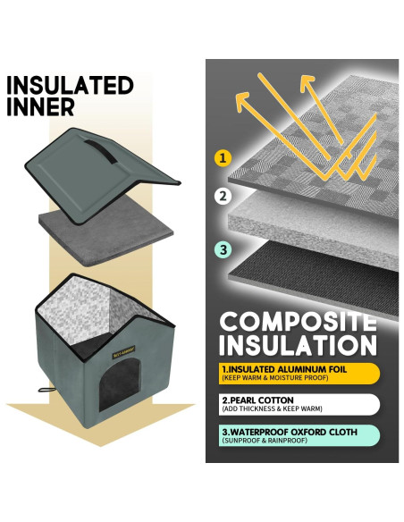 Casa para Gatos Rest-Eazzzy Impermeable Gris 33x33x36cm