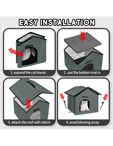 Casa para Gatos Rest-Eazzzy Impermeable Gris 33x33x36cm