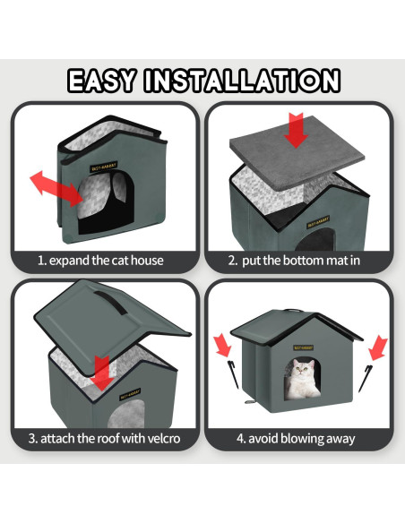 Casa para Gatos Rest-Eazzzy Impermeable Gris 33x33x36cm