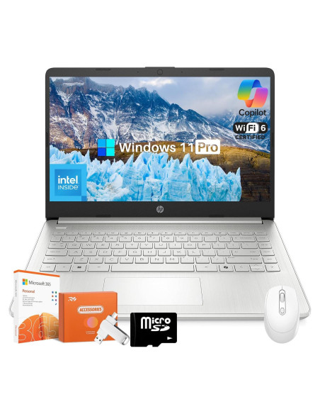 Laptop HP 14" Plata Intel N150 16GB RAM 384GB Almacenamiento