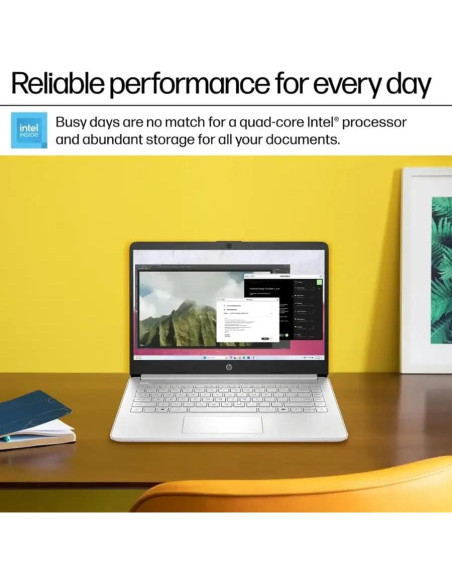 Laptop HP 14" Plata Intel N150 16GB RAM 384GB Almacenamiento