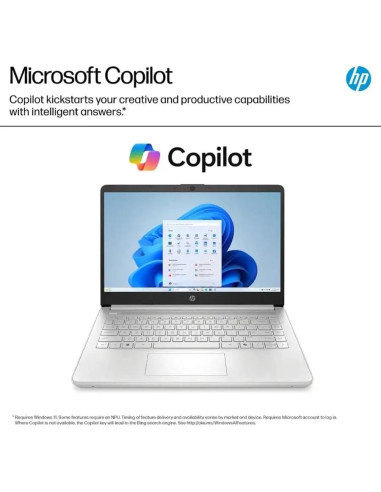 Laptop HP 14" Plata Intel N150 16GB RAM 384GB Almacenamiento