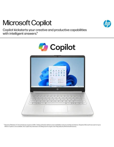 Laptop HP 14" Plata Intel N150 16GB RAM 384GB Almacenamiento