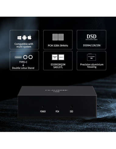 DAC USB-C FX-Audio FX03 384kHz RCA DSD 256 para Audio