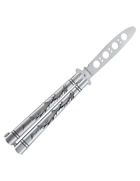 Entrenador de cuchillo mariposa VORNNEX plata 23.2 cm acero inoxidable Entrenador de cuchillo mariposa VORNNEX plata 23.2 cm acero inoxidable