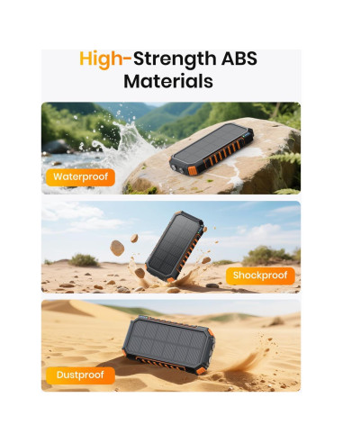 Cargador Solar Inalámbrico ADDTOP 26800mAh con Linterna LED