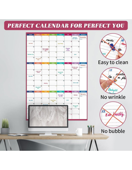 Calendario de Pizarra Blanca BooQool 3 Meses 71x101 cm