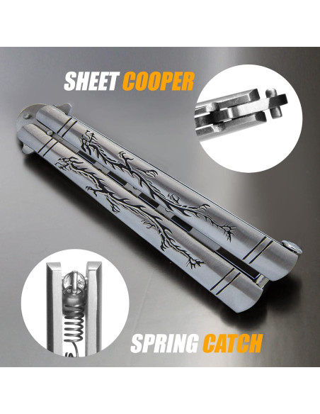 Entrenador de cuchillo mariposa VORNNEX plata 23.2 cm acero inoxidable Entrenador de cuchillo mariposa VORNNEX plata 23.2 cm acero inoxidable