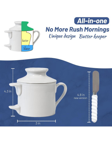 Tazón de Mantequilla con Tapa y Cuchillo Cerámica 120g