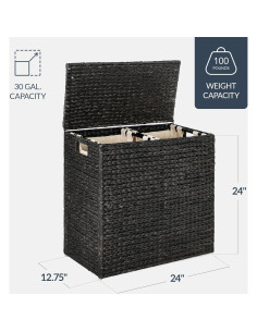 Cesto de Ropa Doble Mejor Opción Productos 61cm Negro 2
