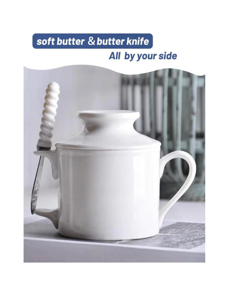 Tazón de Mantequilla con Tapa y Cuchillo Cerámica 120g