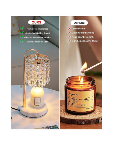 Lámpara Calentadora de Velas LUBITA Oro Francés 3 Bombillas