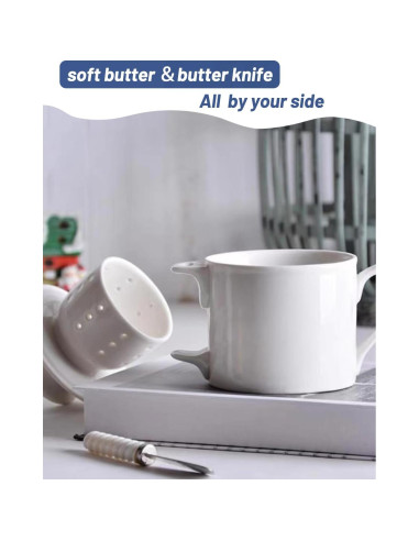 Tazón de Mantequilla con Tapa y Cuchillo Cerámica 120g