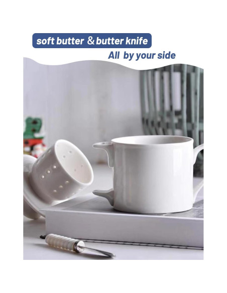 Tazón de Mantequilla con Tapa y Cuchillo Cerámica 120g