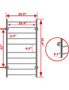 Soporte Calentador de Toallas Fulvari Plateado 53.34cm 2