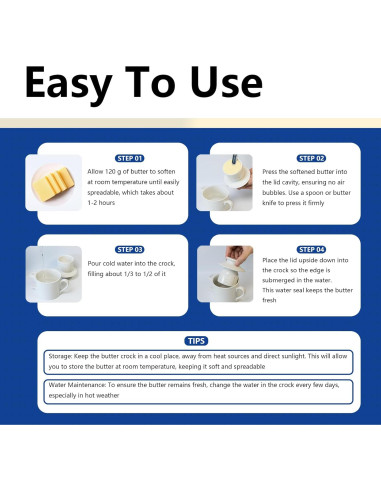 Tazón de Mantequilla con Tapa y Cuchillo Cerámica 120g
